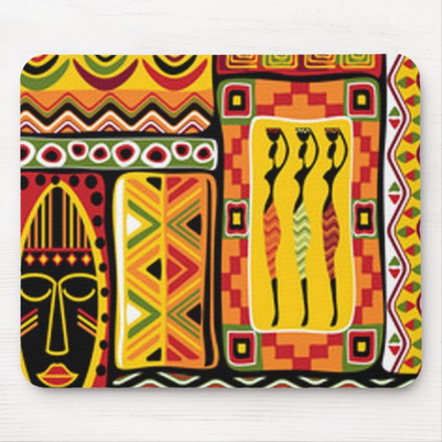 Colourful African Pattern Print Collage Mouse Mat (Front)