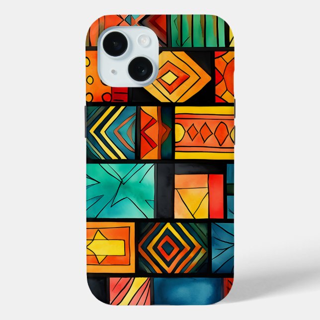 Colourful African Print iPhone 15 Pro Case (Back)