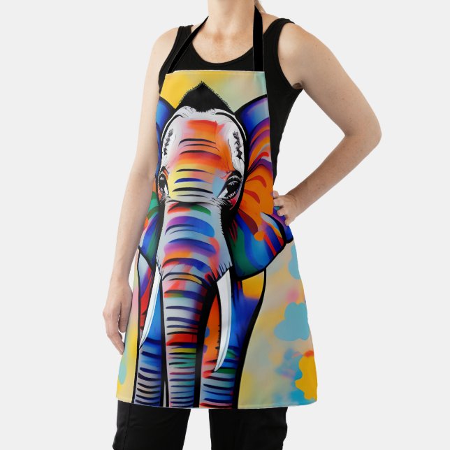 Colourful African Safari Elephant Apron (Insitu)