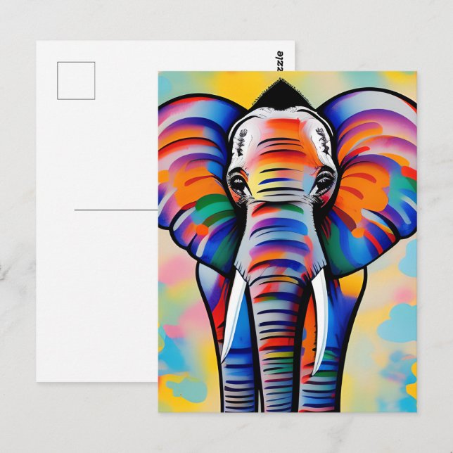 Colourful African Safari Elephant Postcard (Front/Back)