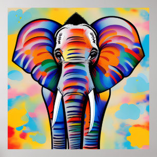 Colourful African Safari Elephant Poster