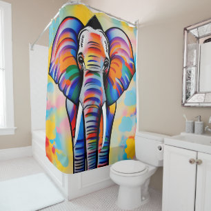 Colourful African Safari Elephant Shower Curtain