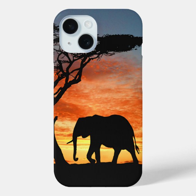 Colourful African Safari Sunset Elephant Silhouett Case-Mate iPhone Case (Back)