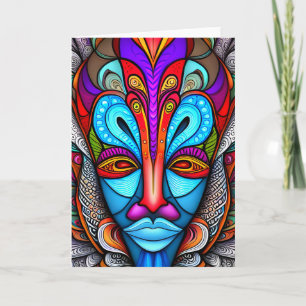 Colourful African Tribal Mask Card