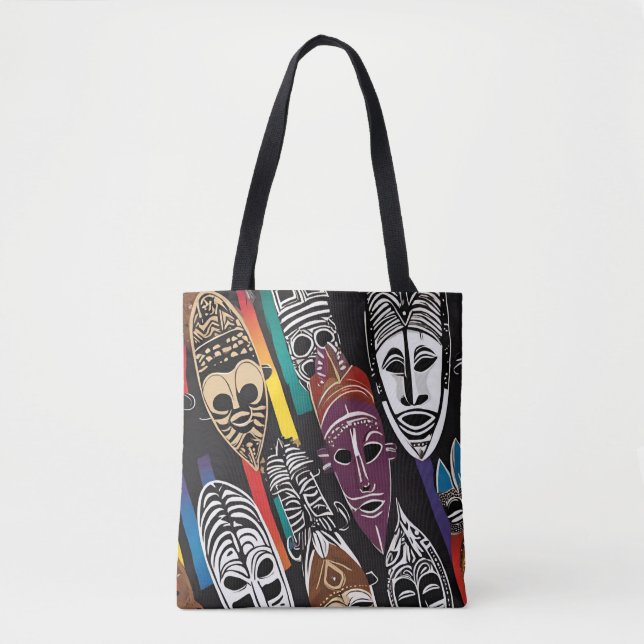 Colourful African Tribal Masks Tote (Front)