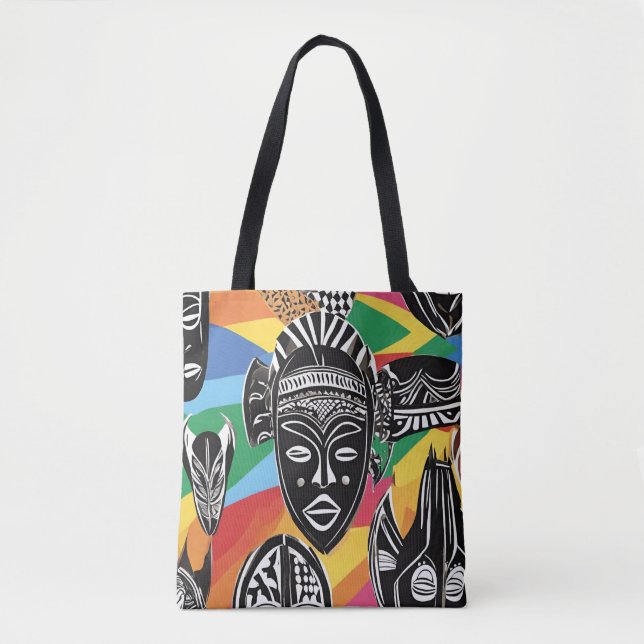 Colourful African Tribal Masks Tote (Front)