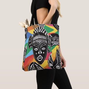 Colourful African Tribal Masks Tote Bag