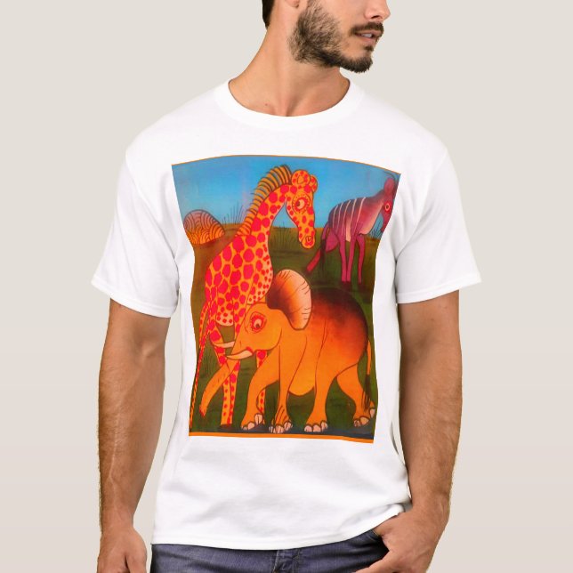 Colourful  African wild animal safari colours Art  T-Shirt (Front)