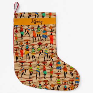 Colourful African Women Personalised Small Christmas Stocking
