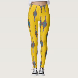 Colourful African yoga Yellow and blue pattern Leggings