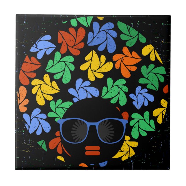 Colourful Afro Love Tile (Front)