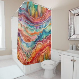 Colourful Agate Geode Gemstone (2) Shower Curtain