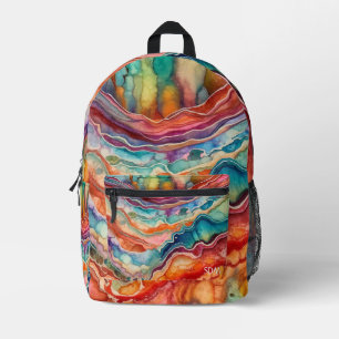 Colourful Agate Geode Gemstone (3) Printed Backpack