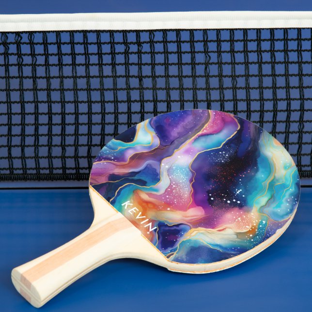 Colourful agate seamless pattern, monogram ping pong paddle (Insitu)