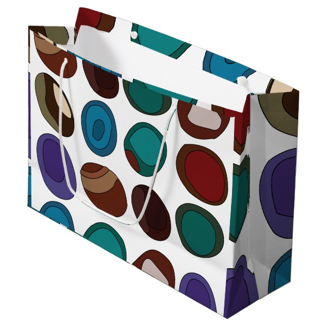 Colourful Agate Stone Crystal Pattern Large Gift Bag (Front Angled)
