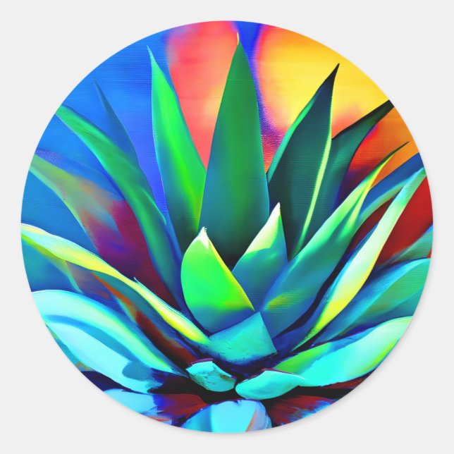 Colourful Agave plant  Classic Round Sticker (Front)