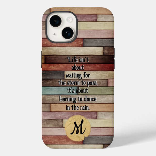 Colourful Aged Wood Pallet Quote Monogram Case-Mate iPhone Case (Back)