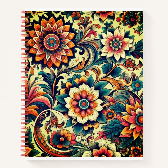 Colourful Ai floral pattern  Notebook (Front)