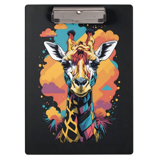 Colourful Ai Generated Giraffe  Clipboard (Front)