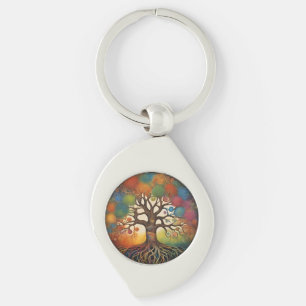 Colourful Ai Generated Tree of Life Key Ring