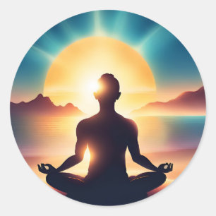 Colourful Ai Motivational Yoga Meditation Breathe Classic Round Sticker