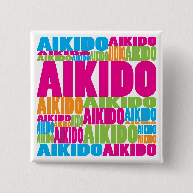 Colourful Aikido 15 Cm Square Badge (Front)
