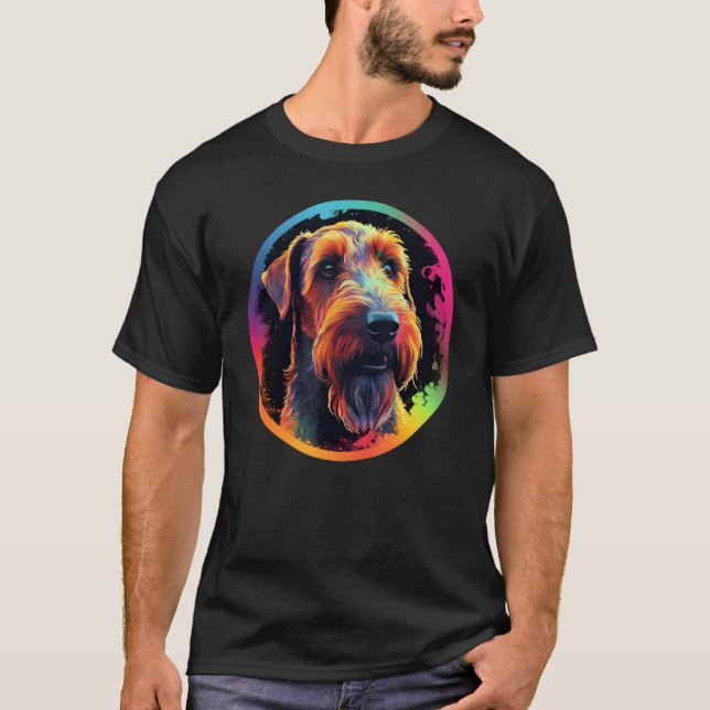 Colourful Airedale Terrier Dog Dad Mom Graffity T-Shirt (Front)