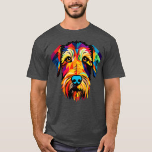 Colourful Airedale Terrier Dog Face Cute Puppy Art T-Shirt