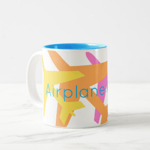 Colourful AIRPLANE MODE Pilot Flying Travel Fun Two-Tone Coffee Mug