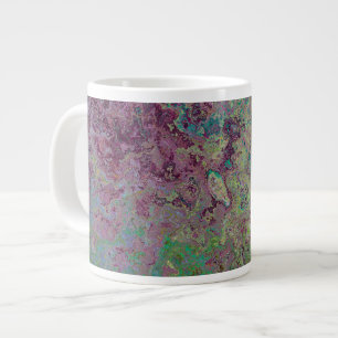 Colourful Alcohol Ink, Green and Burgundy Abstract Large Coffee Mug