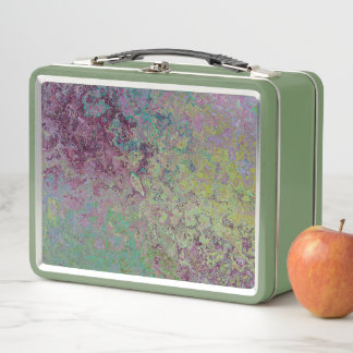 Colourful Alcohol Ink, Green and Burgundy Abstract Metal Lunch Box