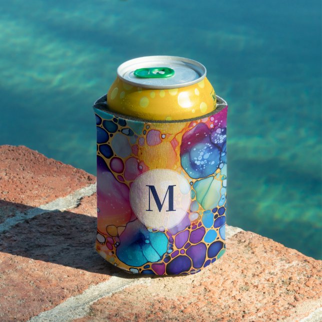 Colourful alcohol ink modern watercolors backgroun can cooler (In Situ Pool)