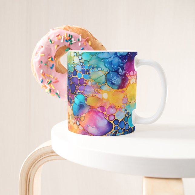 Colourful alcohol ink modern watercolors backgroun coffee mug (Creator Uploaded)