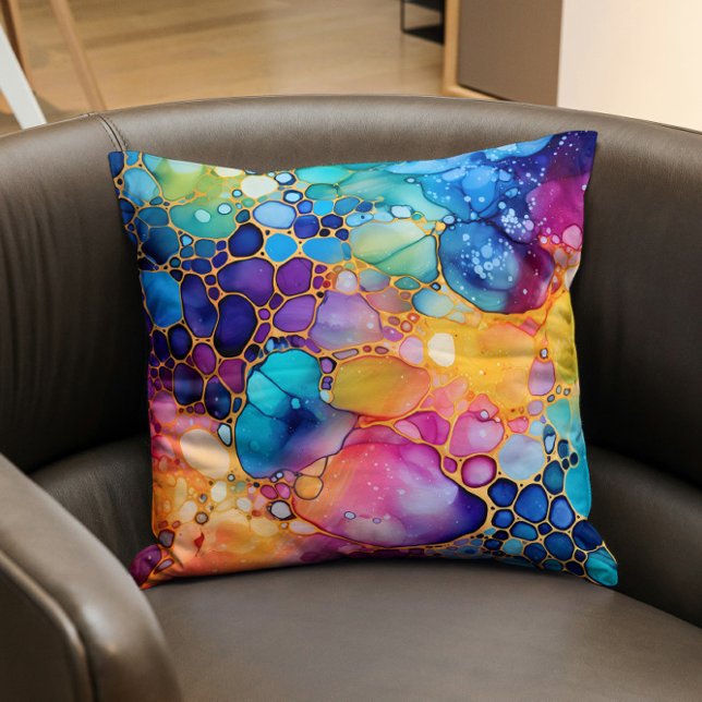 Colourful alcohol ink modern watercolors backgroun cushion (Creator Uploaded)