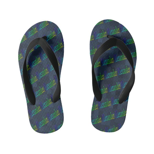 Colourful Alexander Name Logo, Kid's Flip Flops (Footbed)