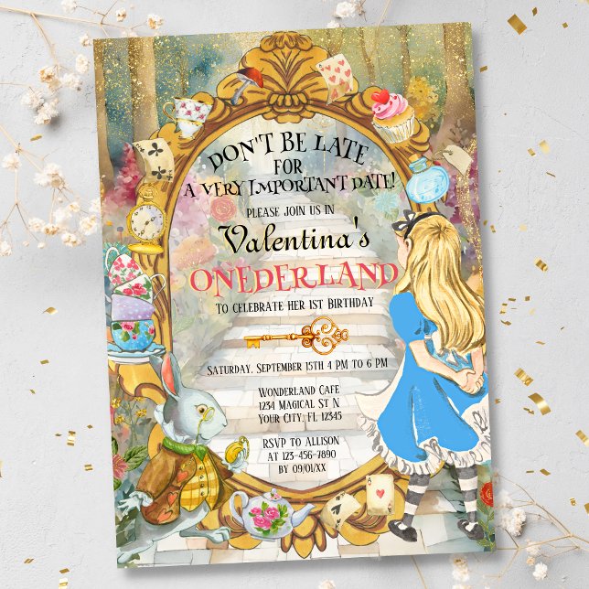 Colourful Alice in Onederland First 1st Birthday  Invitation (Creator Uploaded)