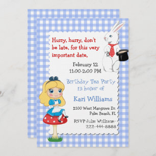 Colourful Alice In Wonderland Birthday Tea Party Invitation