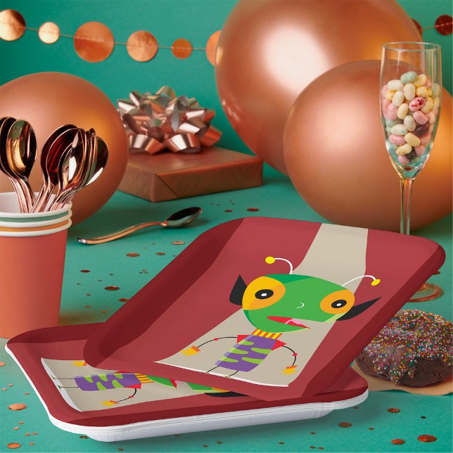 Colourful Alien Ant in Spotlight Quirky Sci-Fi  Paper Plate (Creator Uploaded)