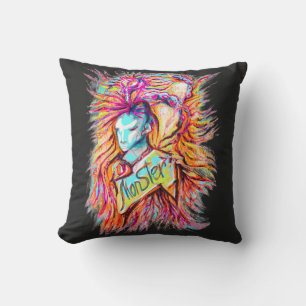 Colourful Alien Monster Art Pen Drawing  Cushion