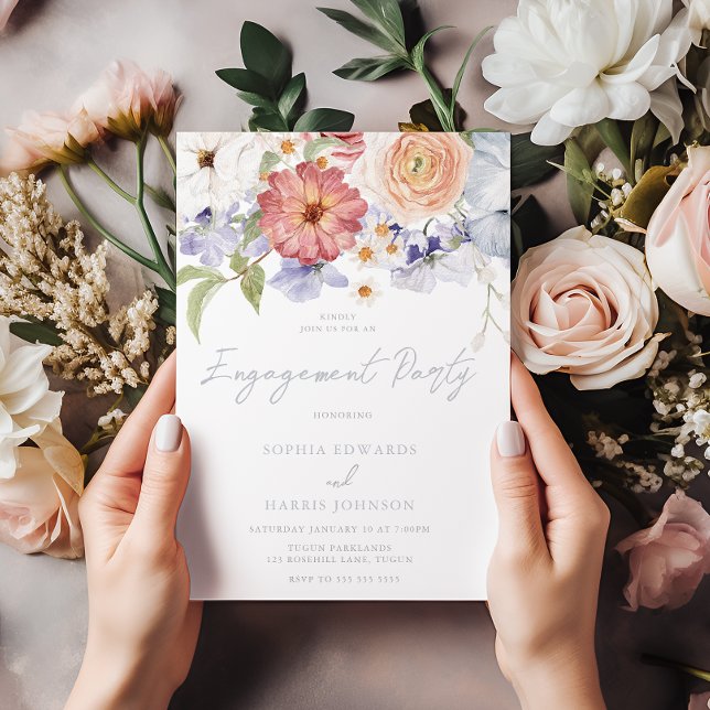 Colourful All Seasons Floral Engagement Party Invitation (Creator Uploaded)