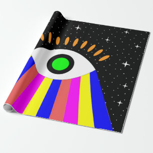 Colourful all seeing eye flat design with stars an wrapping paper