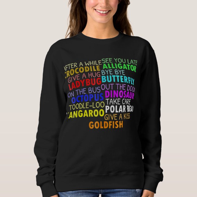 Colourful Alligator Crocodile Dinosaur Sweatshirt (Front)