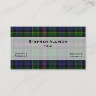 Colourful Allison Tartan Plaid Custom Business Card