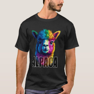 Colourful Alpaca Face Animal Lover Men Women Kids T-Shirt