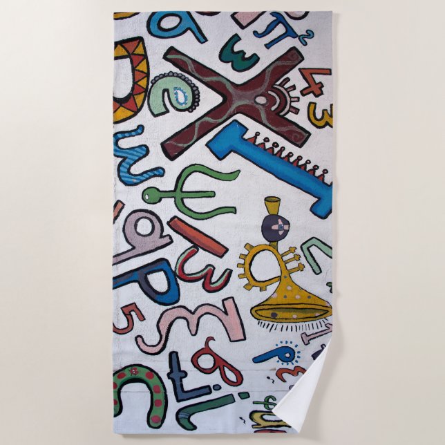 Colourful Alphabet Beach Towel (Front)