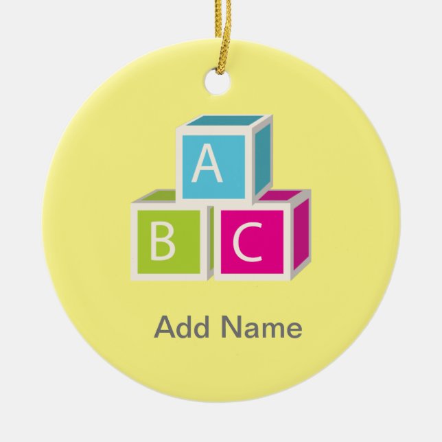 Colourful Alphabet blocks Ceramic Tree Decoration (Front)