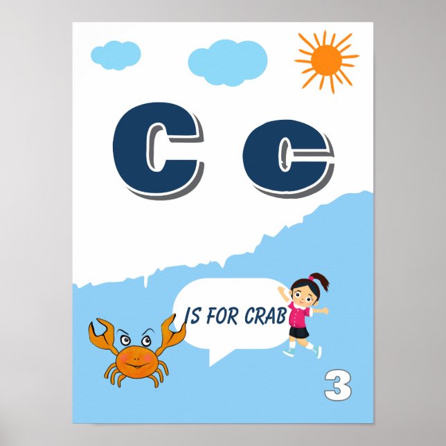 Colourful Alphabet Learning Poster Letter C (Front)