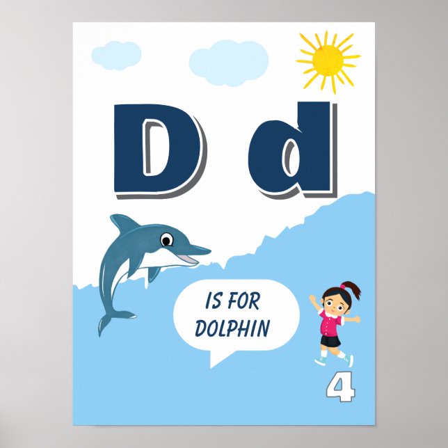 Colourful Alphabet Learning Poster Letter D (Front)