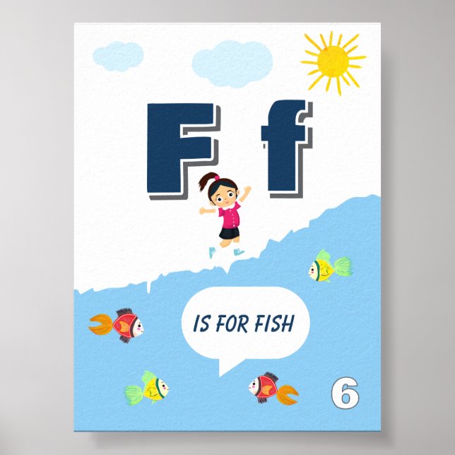 Colourful Alphabet Learning Poster Letter F (Front)