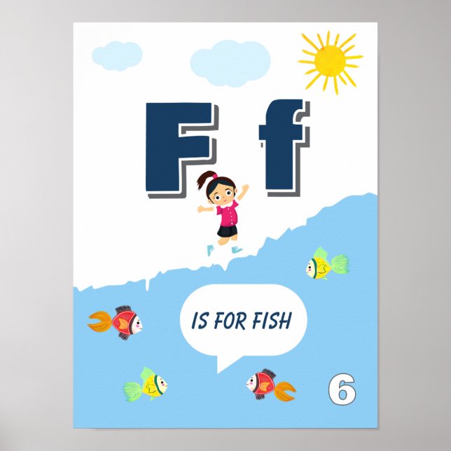 Colourful Alphabet Learning Poster Letter F (Front)